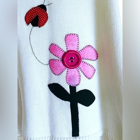 RXB Embroidered Sweater Hand-sewn Charming Sleeveless Knit Floral Top Medium - Picture 8 of 13